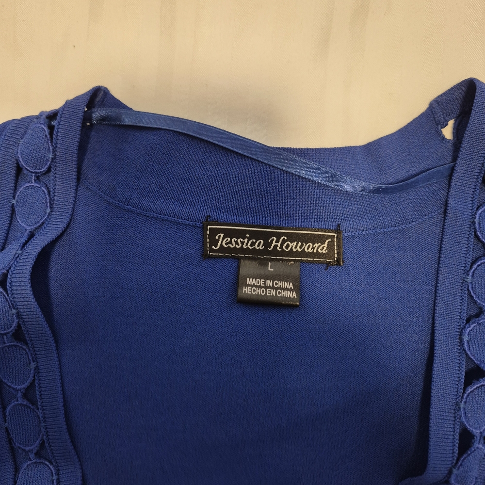 Jessica Howard Royal Blue Open-Front Shrug - Picture 2 of 4
